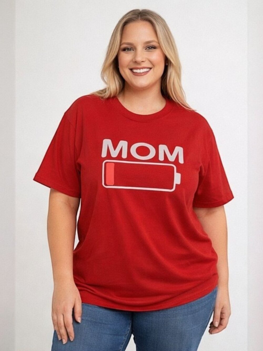 Humorous Mom's Battery Draining Graphic Tee - Energy Low Soft Stretch T-Shirt XL - Picture 4 of 5